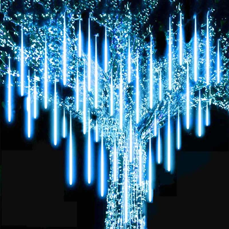 30 см 50 см 8 Тръбен Метеоритен Дъжд Led Цветен Светлинен Кабел Коледно Дърво за Украса за Дома Навидад Декор Външно Украса на Градината