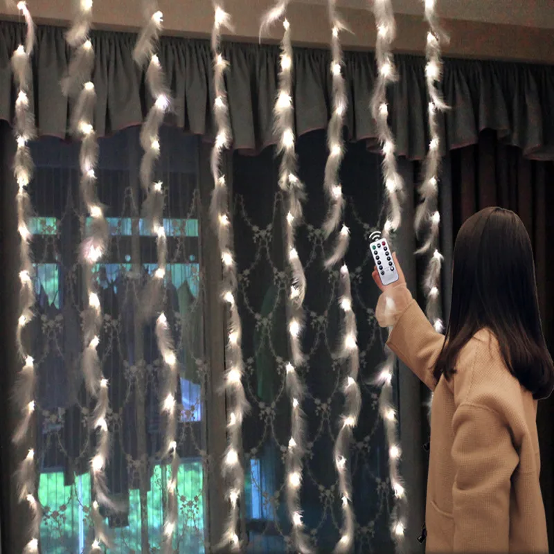 3M USB LED Перо САМ завеса струнни светлини на Гирлянда Приказни светлини, Коледни украси за дома стаите в Навидад Сватба парти Деко