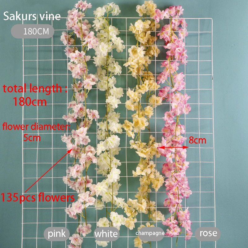 1бр изкуствени цветя, Сакура лозя 180 см Коледна Сватба Начало декор Снимка Porps изкуствени растения за парти в градината