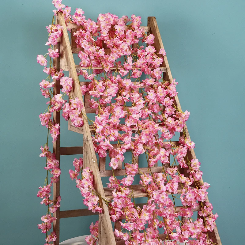 1бр изкуствени цветя, Сакура лозя 180 см Коледна Сватба Начало декор Снимка Porps изкуствени растения за парти в градината