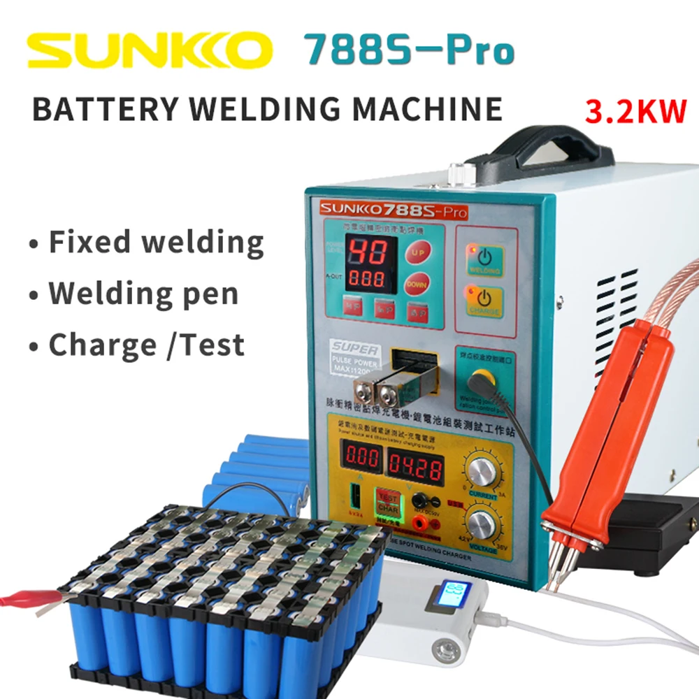 SUNKKO 788S-PRO 18650 акумулаторна точков заваръчен машина 3,2 кВт Висока мощност за спот заваряване с дръжка за спот заваряване 71B