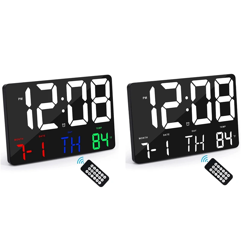 Дигитални стенни часовници Будилник с по-голям дисплей и безжично дистанционно управление Led стенен часовник с дата и температура