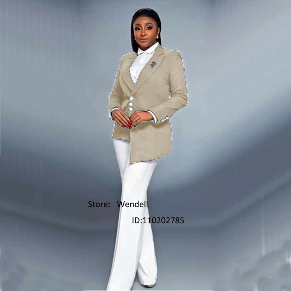 Женски костюм, однобортный бизнес модерен яке с яка + панталони, комплект от две части по поръчка
