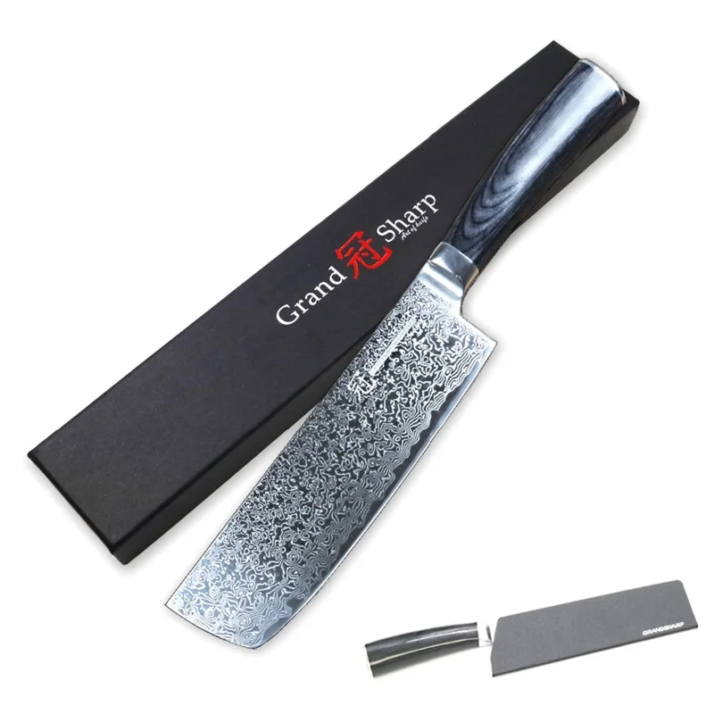 7-инчов нож Накири от дамасской японска неръждаема стомана AUS10, инструменти за готвене, Дамасский нож на главния готвач, секира за зеленчуци, прибори за хранене за месо